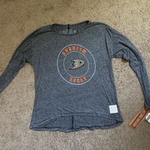 Original Retro Brand Gray and Orange Long Sleeve Tee-Anaheim Ducks